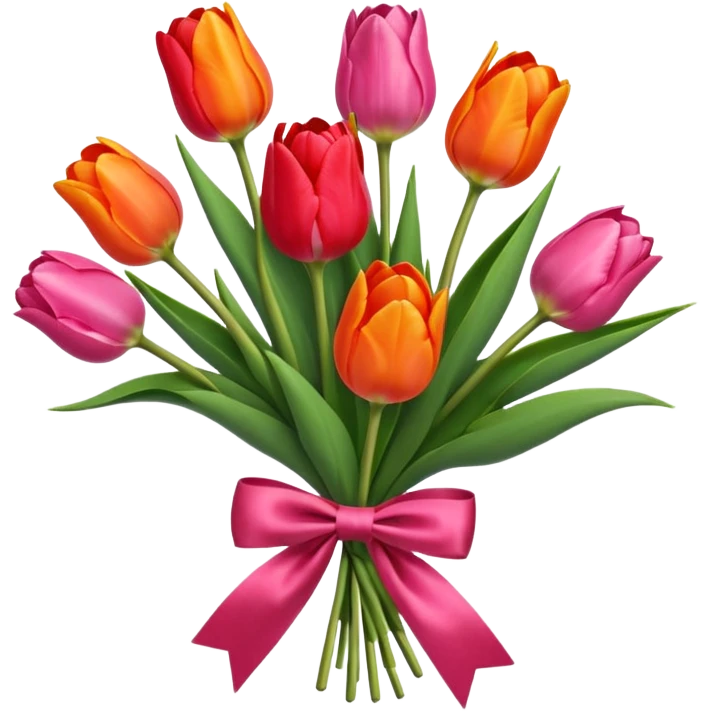bouquet of 5 tulip and bow tie emoji