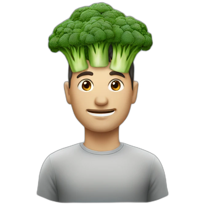 man with broccoli instead of head emoji