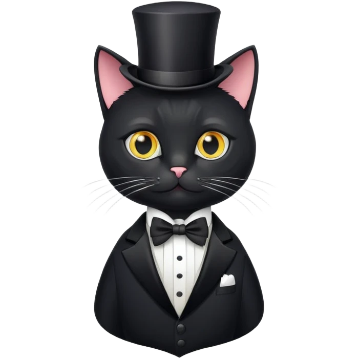 Black cat wearing a tuxedo wearing a monocole  emoji