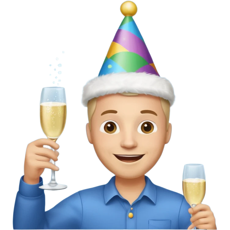 Emoji de un holbre feliz de festejo solo cabeza  emoji