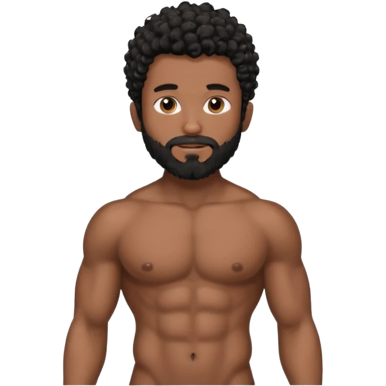 Latino male, black curly hair, shape of hair is a fade. with beard. He is standing naked posing  emoji