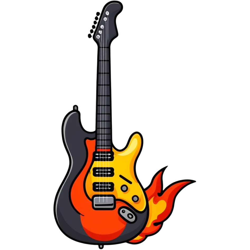 cool rock guitar with flames emoji