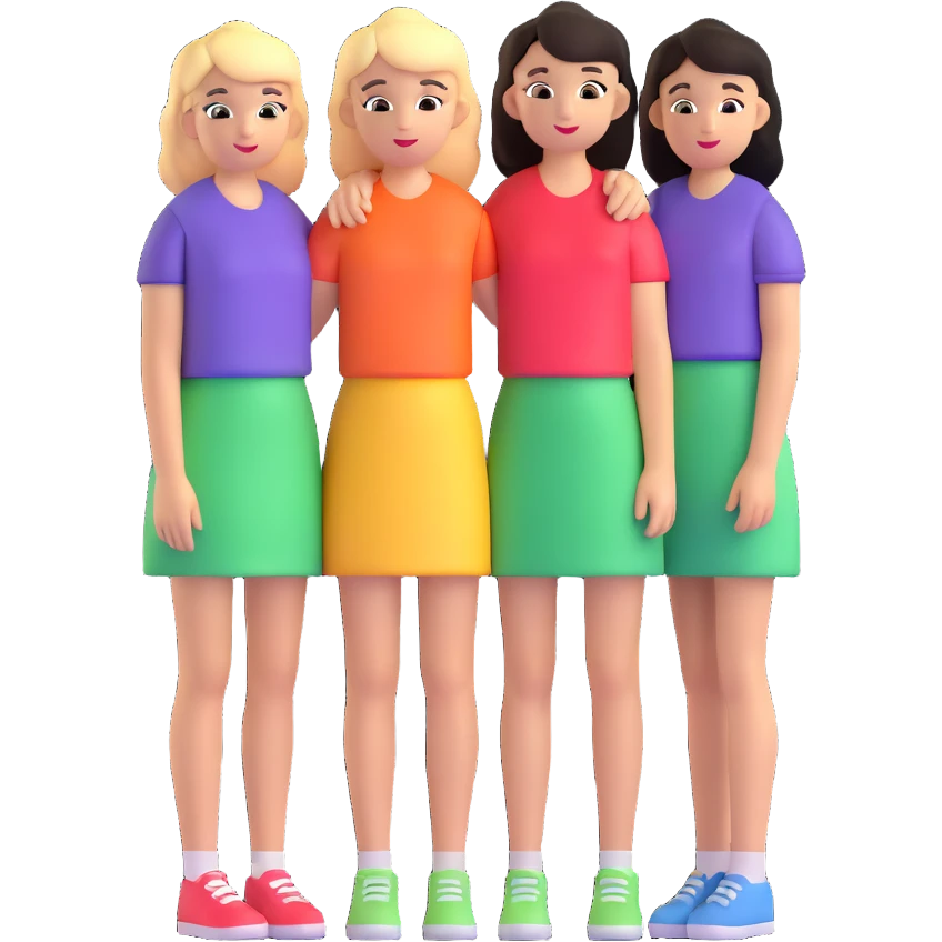three girls standing in a group emoji