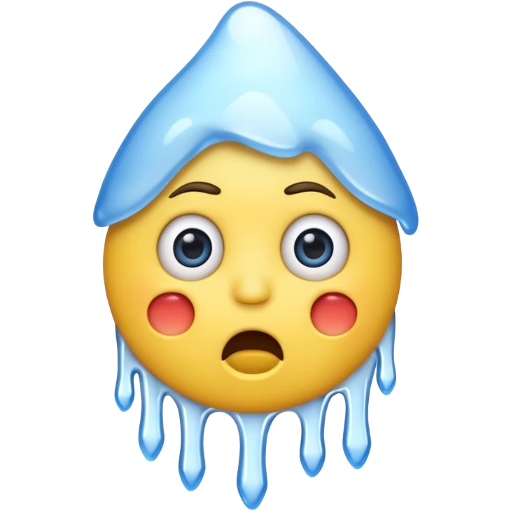 very cold classic yellow emoji, shivering, blue face, icicles, open mouth emoji