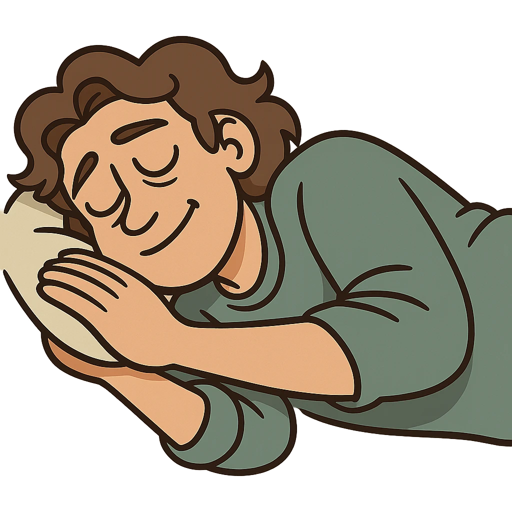 person sleeping on their side, cartoon style, relaxed expression emoji