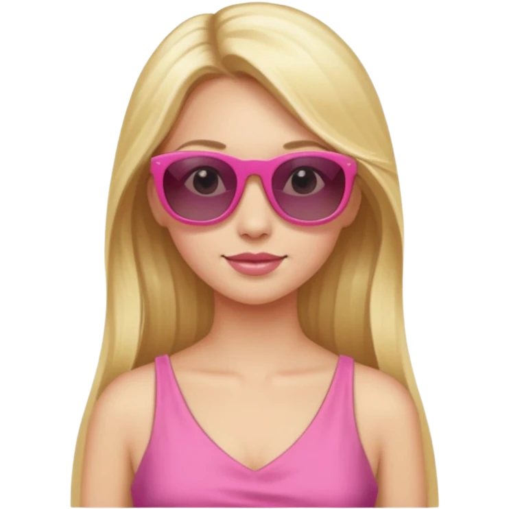 dior women with long blonde hair wear sun glasses, pink dress emoji