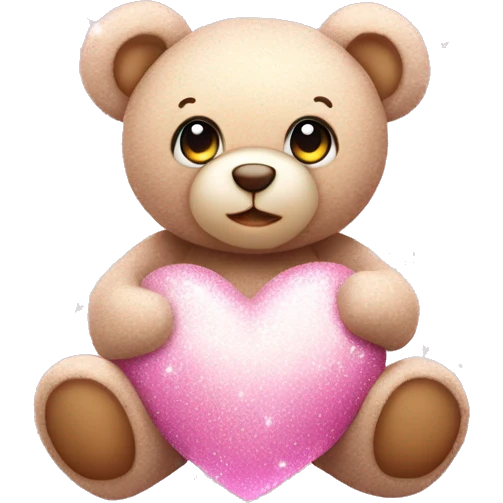 teddy bear over a light pink heart with sparkles  emoji