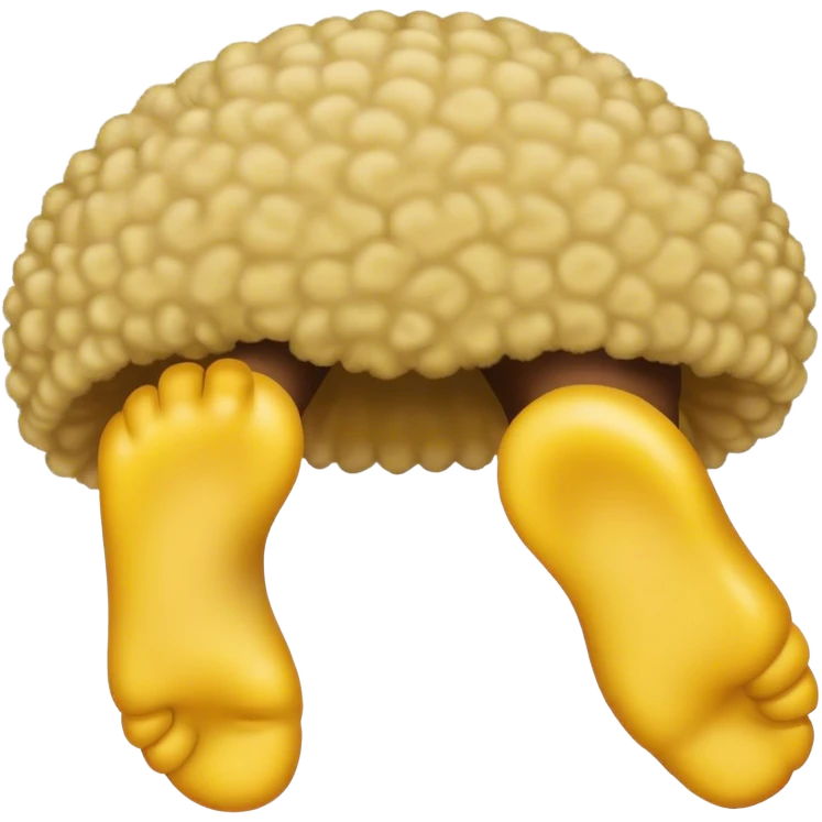 yellow emoji with human feet and a low taper fade afro emoji