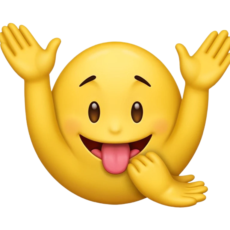 Emoji with tounge out and hands going side to side emoji