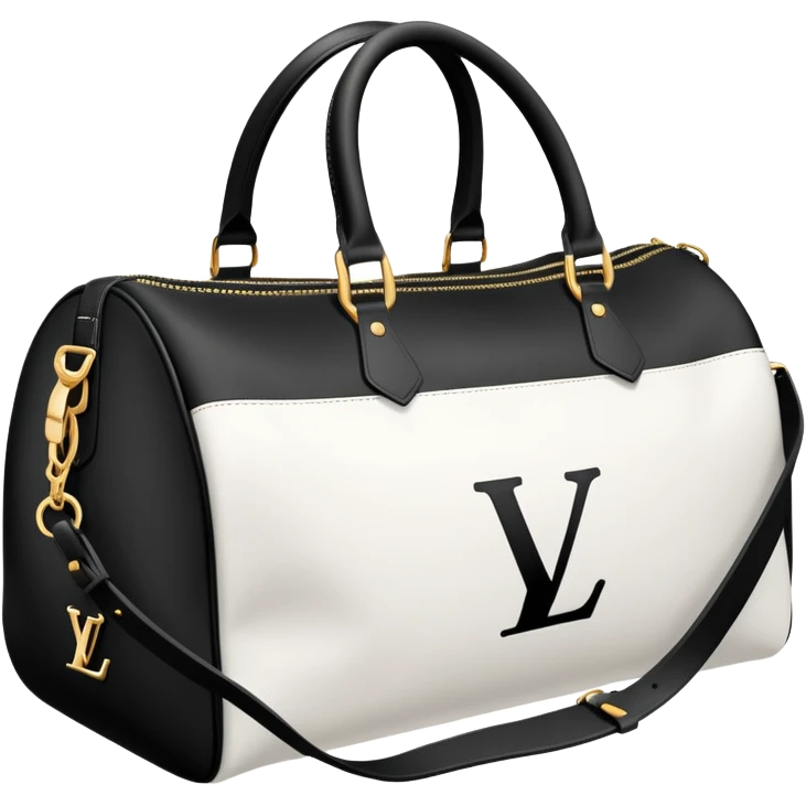 black and white duffle lv bag emoji