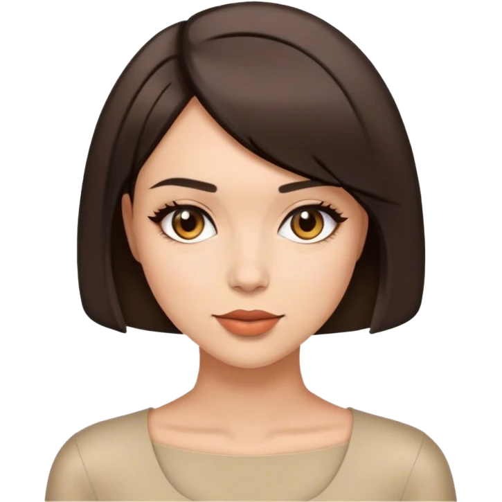 beautiful brunette woman with a bob haircut posing emoji