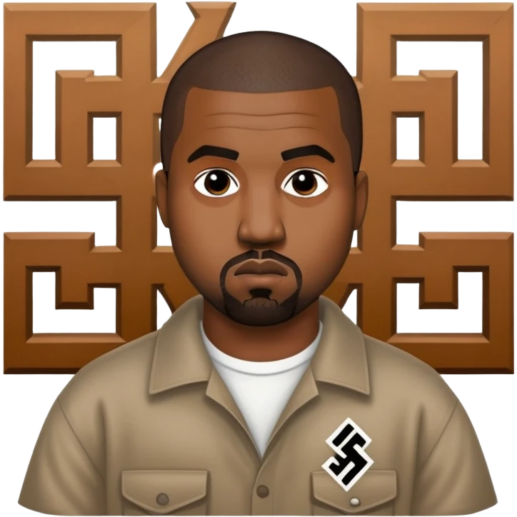 Kanye wearing a swastika shirt emoji