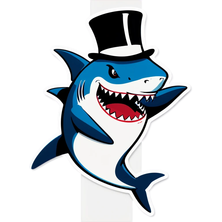 Shark with a top hat dancing around emoji