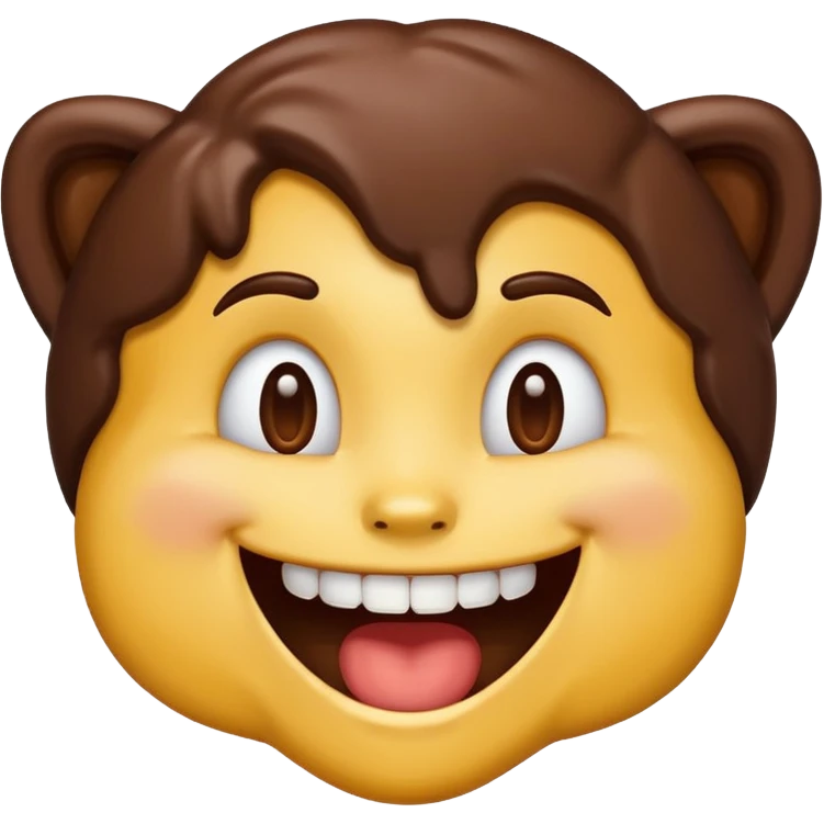 iPhone emoji face smiling with buckteeth that has chocolate on the teeth emoji