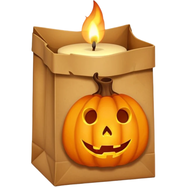 Halloween brown paper bag with candle inside emoji