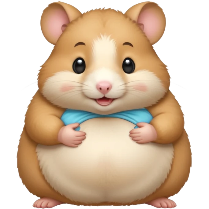fat hamster holding pregnant belly smiling awkwardly emoji