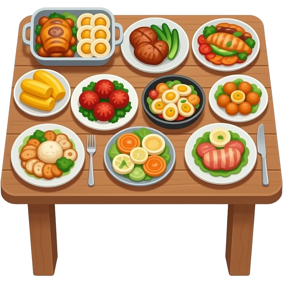 Table full of food emoji