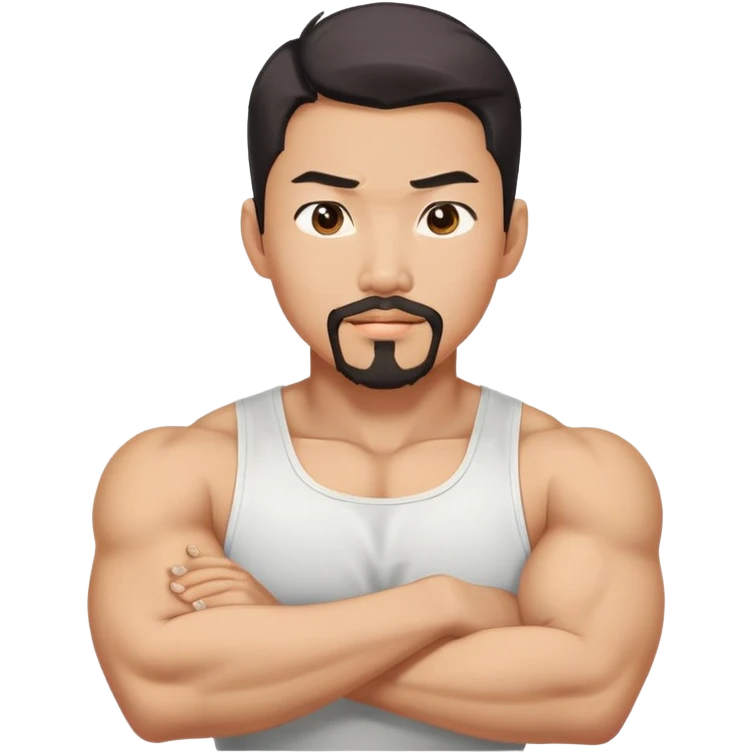 Korean Asian hot male with goatee and flexing emoji