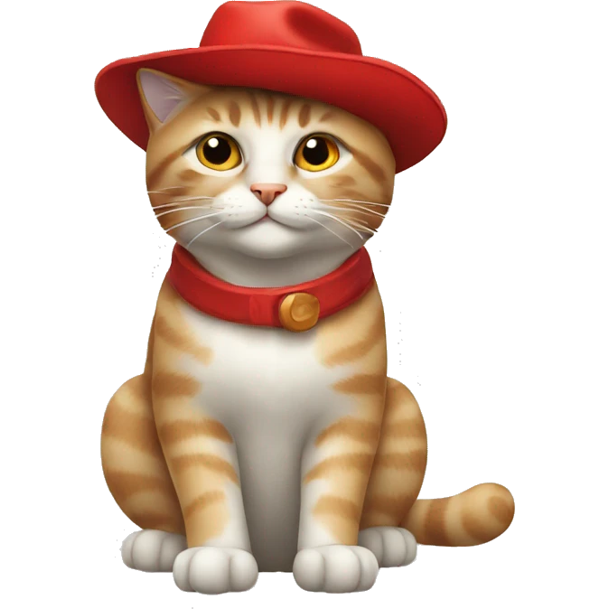 a cat with red hat and sigar emoji