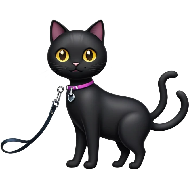 Black Cat being walked emoji