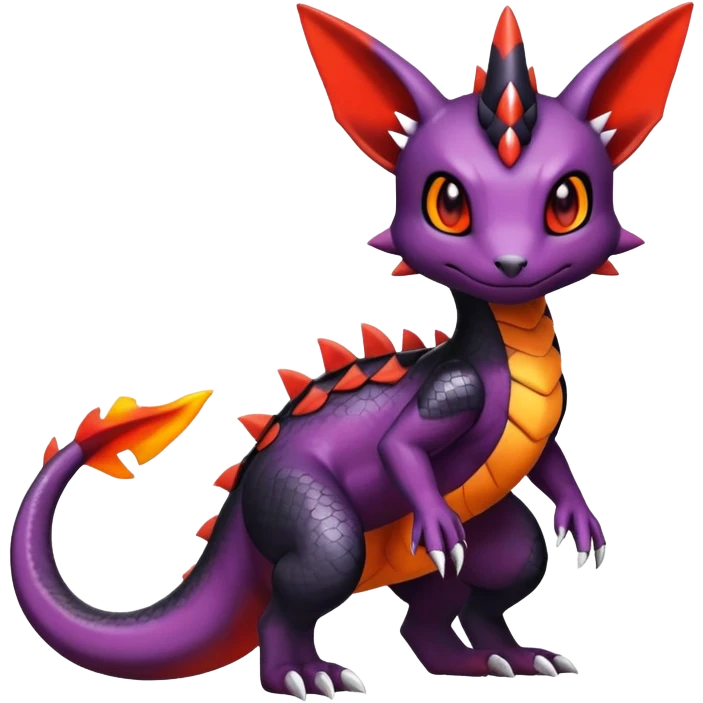 Cute Shiny Guilmon-Salandit-Umbreon-Fakémon-hybrid-creature (full body)  emoji