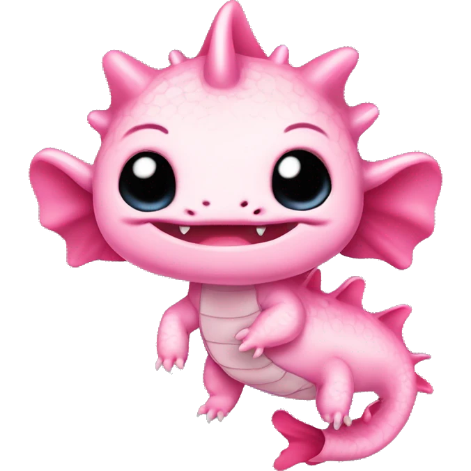 pink cute axolotl stitch chibi like Chinese dragon emoji