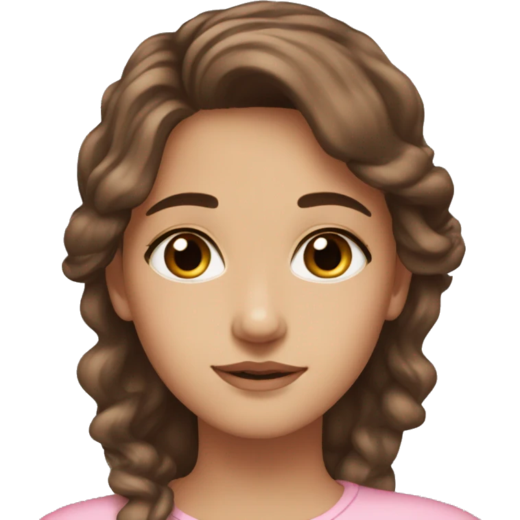 Brown eyes, brown hair, feminine, pink, girl, angelic emoji
