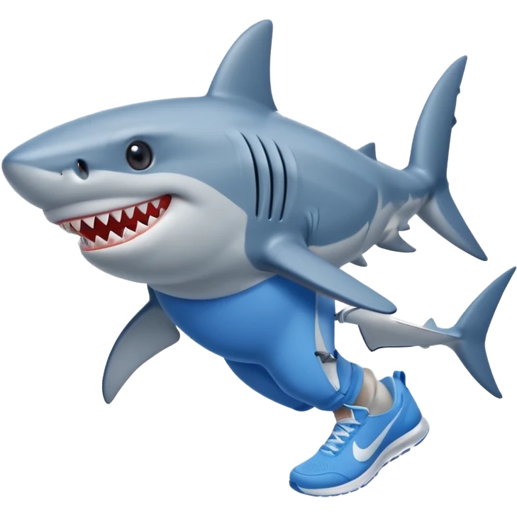 Shark with legs wearing blue Nikes emoji