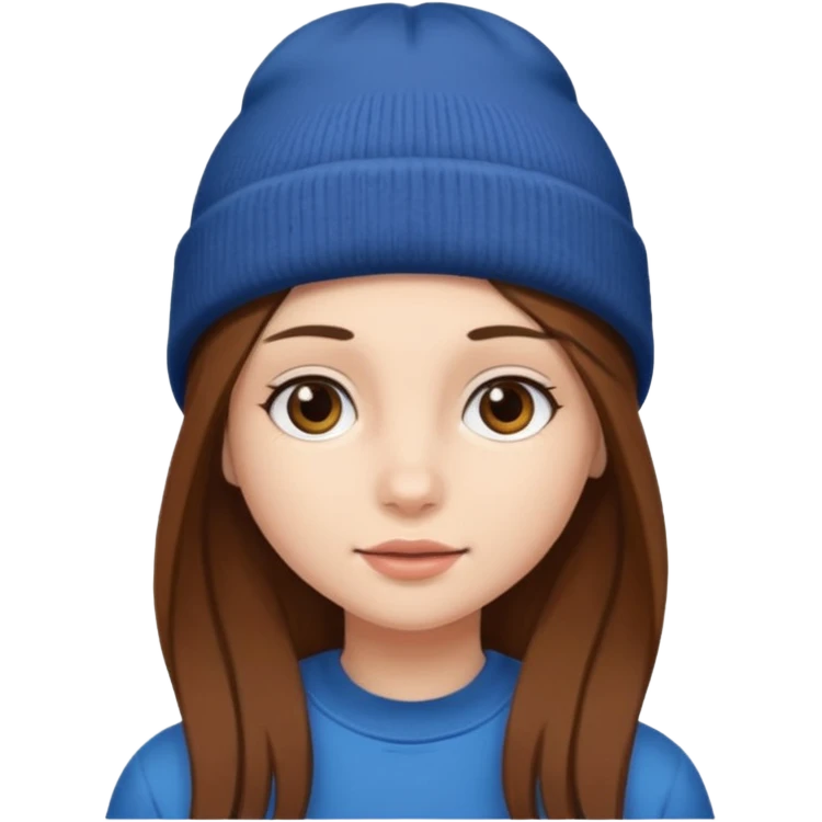 Girl with long brown hair and wearing a beanie
 emoji