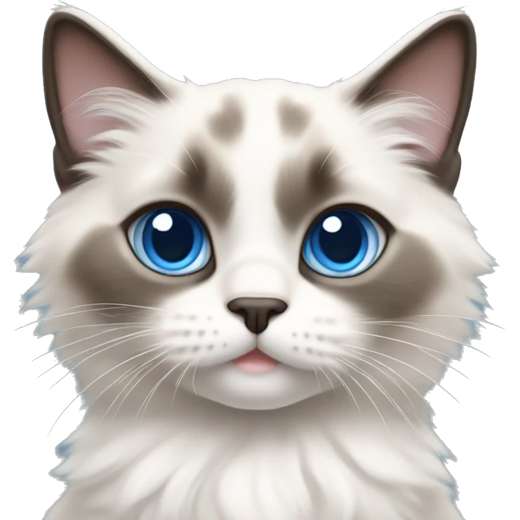 Ragdoll kitten with blue eyes and darker face and ears but bright white paws emoji