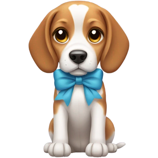 beagle with cute bow emoji
