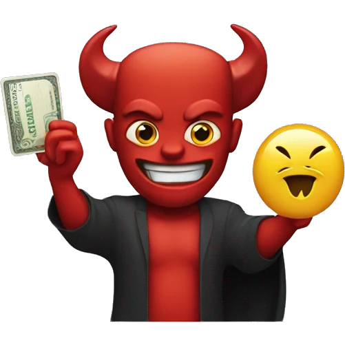 The devil holding a debit card emoji