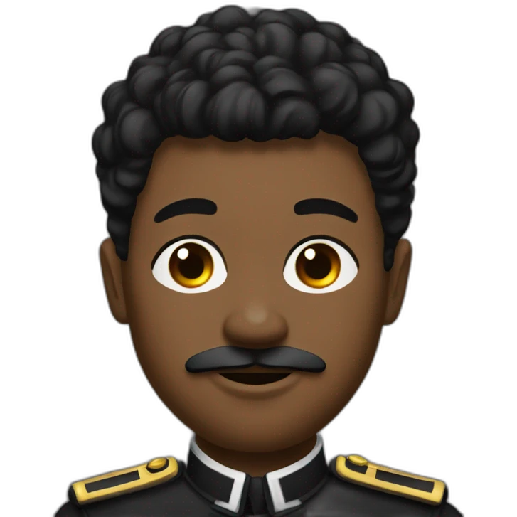 black man with undercut and a tini mustache under his nose in black uniform emoji