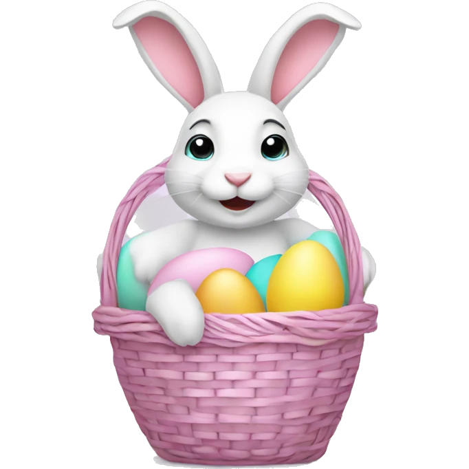easter bunny with egg light pink basket emoji