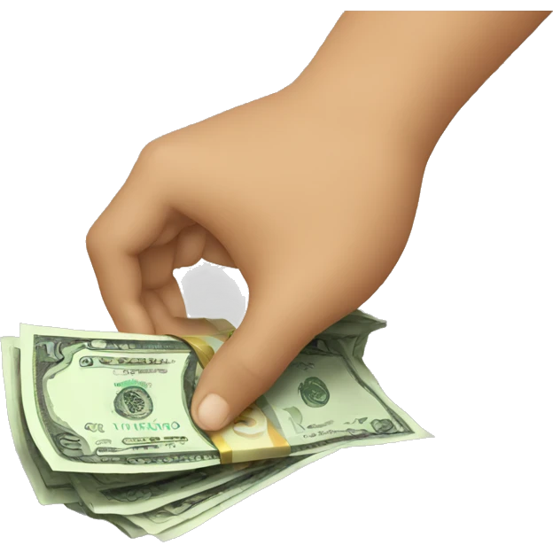 Emoji hands hold cash emoji