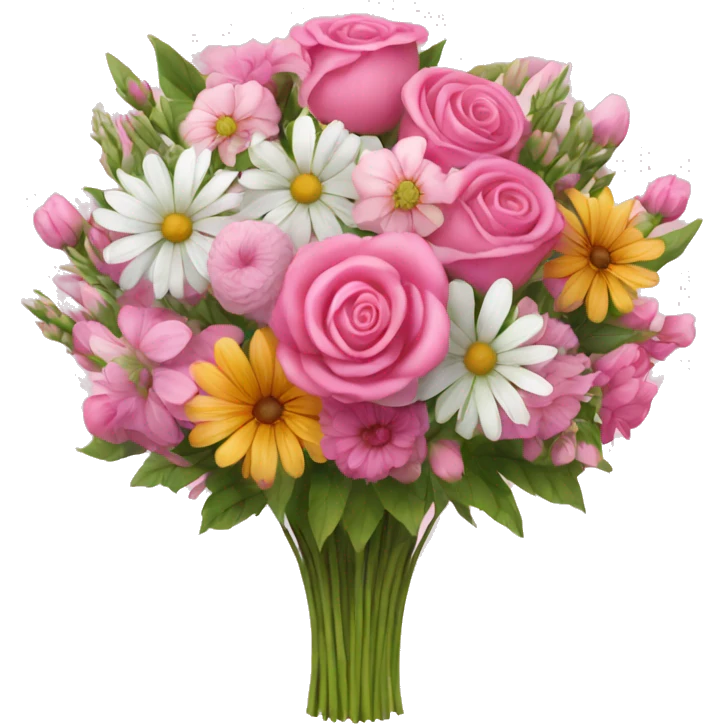 Huge pink flower bouquet with different flowers and pink and white emoji
