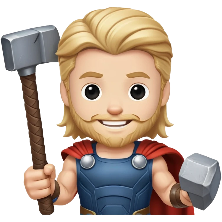 friendly thor superhero with hammer for kids emoji