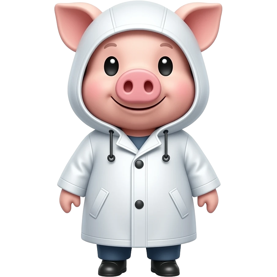 white colour  raincoat pig emoji