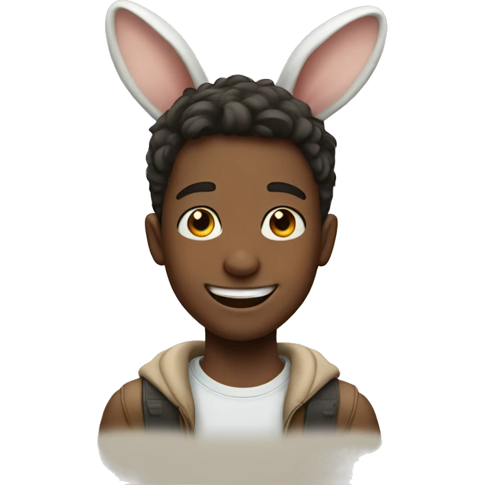 smiling boy with rabbit ears emoji