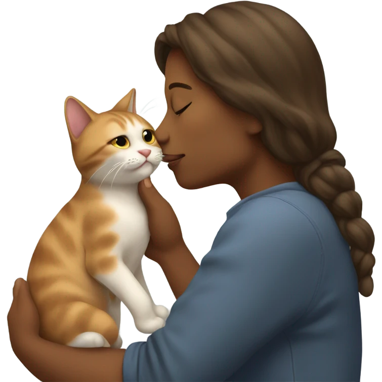Human is kissing a CAT  emoji