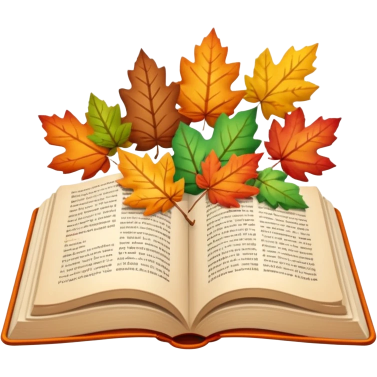 autumn open book with leaves on it emoji