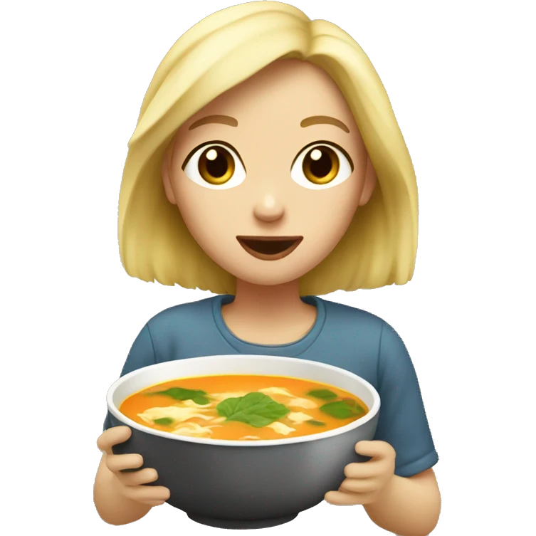 Blonde girl eating soup emoji
