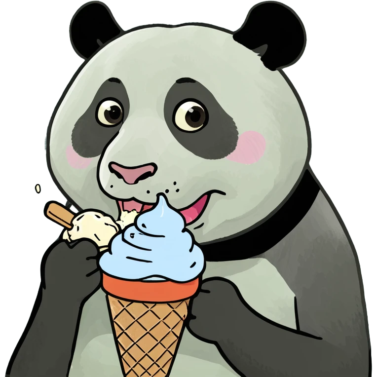 Panda eating ice cream emoji