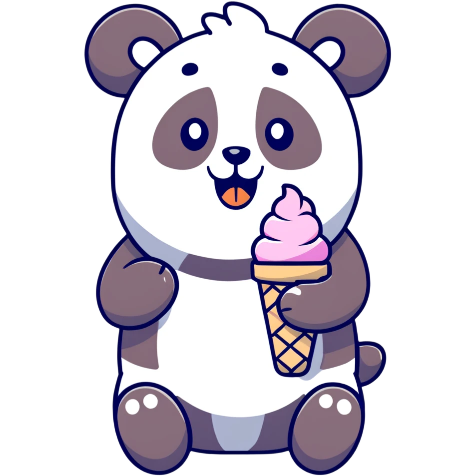 Panda eating ice cream emoji