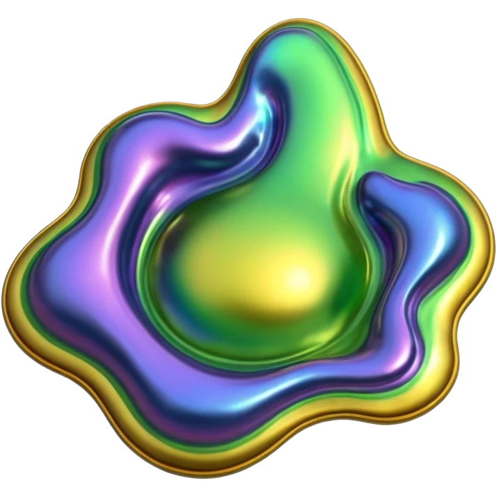 3D render of Oil Slick, toxic waste aesthetic, bubbling liquid, industrial warning texture. emoji