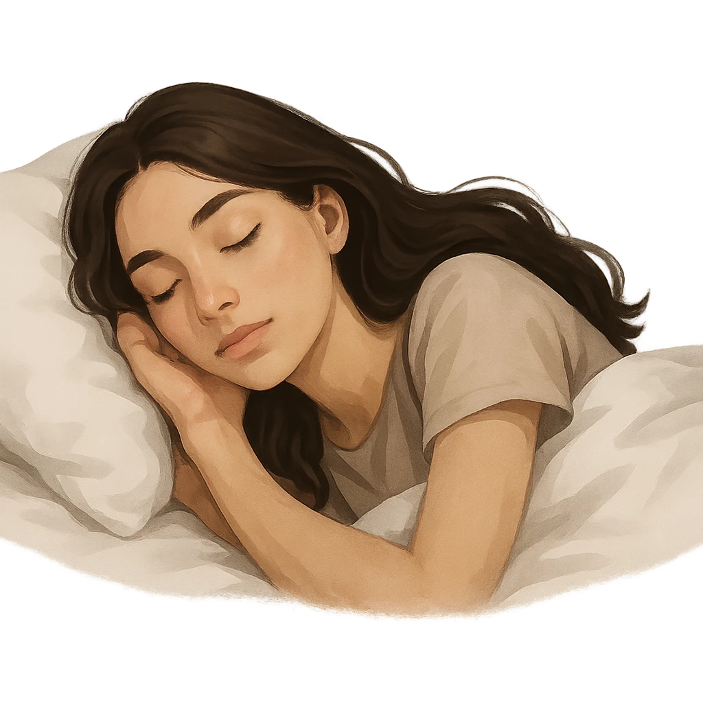 brunette girl sleeping, variation 1, peaceful and serene emoji