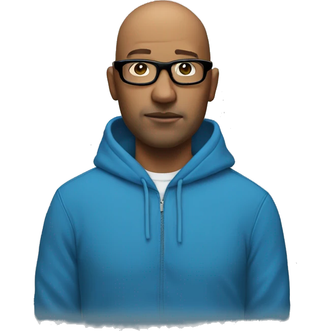 bald man in Blue hoodie 1 days  with black Glases emoji