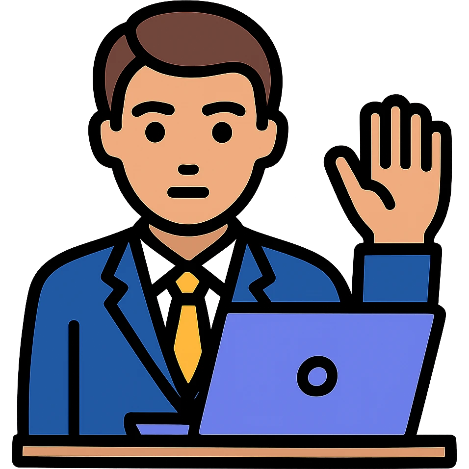 Add a laptop to the meeting office worker, keep the original style and transparent background. emoji