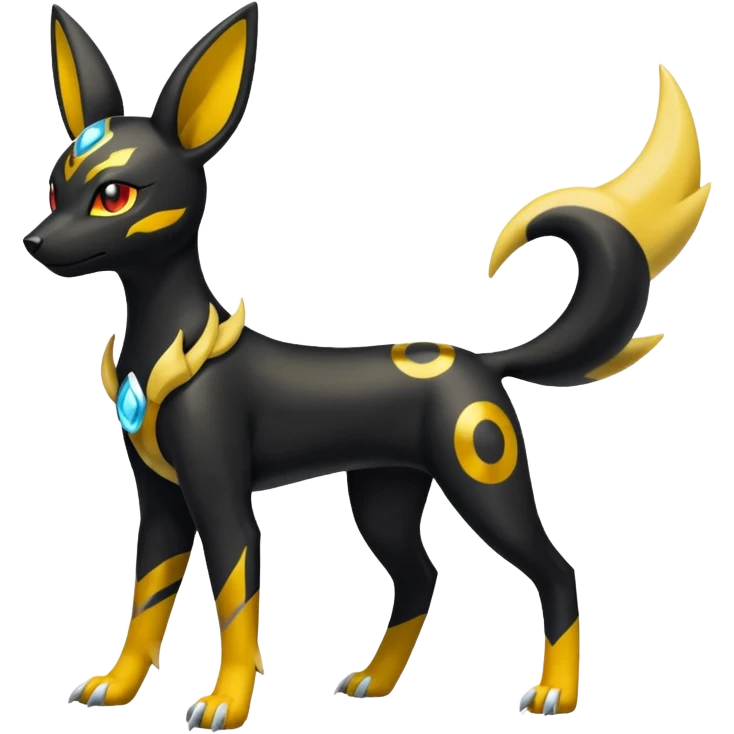 Shiny 4-legged Umbreon-Electrike-Amaura-Houndoom-Zeraora-fusion, full body emoji