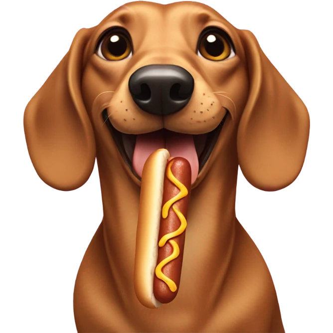 Dachshund eating a hot dog emoji